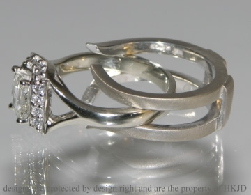 18ct white gold commissioned engagement ring and fitted wedding ring