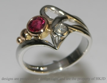 Commissioned ruby and diamond commitment ring