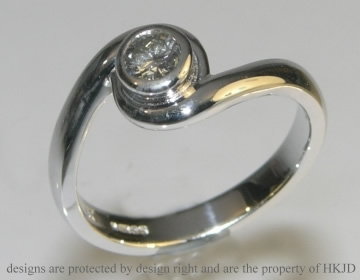 9ct white gold commissioned swirl engagement ring 