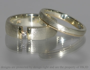 Commissioned 9ct white and yellow gold wedding rings