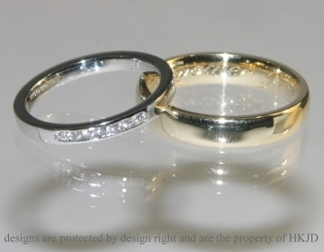 Platinum and yellow gold wedding bands.