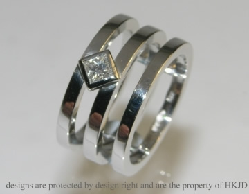 Platinum joined engagement and wedding ring  