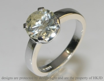 9ct white gold engagement ring incorporating customers own  2.27cts (8.2x8.35mm) brilliant cut diamond.