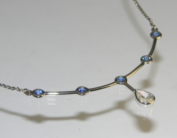 Commissioned necklace using diamonds and sapphires