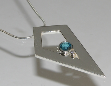 Commissioned silver, topaz and diamond pendant