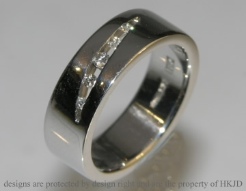 Platinum eternity ring with channel set graduating diamonds