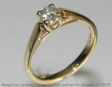 Bespoke 9ct yellow gold diamond solitaire engagement ring