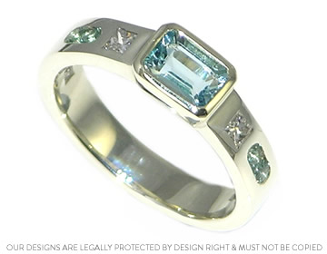 9ct white gold engagement ring with aquamarine and diamonds 