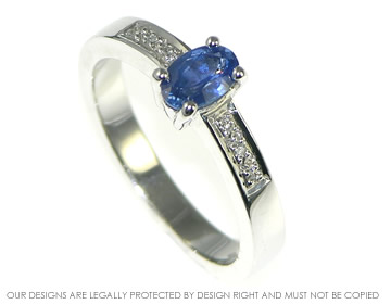 9ct white gold rich Ceylon sapphire and diamond engagment ring