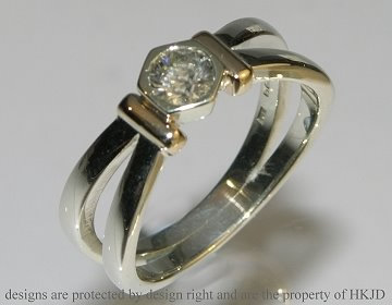 9ct white and yellow gold engagement ring 