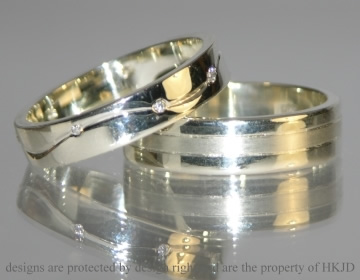 Pair of bespoke 9ct white gold wedding rings