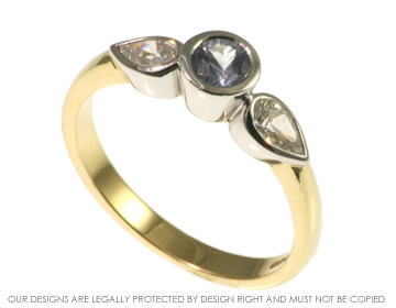 18ct yellow and white gold sapphire and diamond engagement ring.