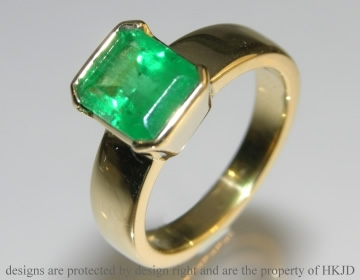 18ct yellow gold and emerald dress ring