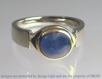 9ct yellow and white gold dress ring with the customer's own sapphire 