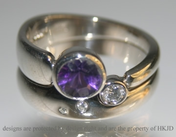 18ct white gold fitted wedding ring with diamonds inspired by the solar system