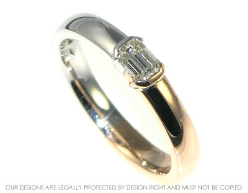 9ct rose and white gold 0.25ct emerald cut diamond engagement ring