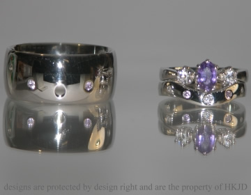 Bespoke pair of platinum wedding rings