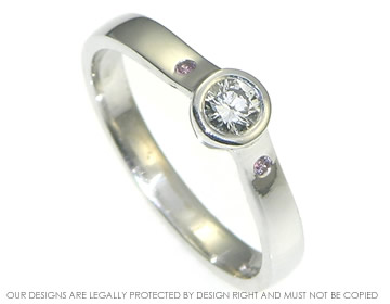 18ct white gold, diamond and pink sapphire engagement ring