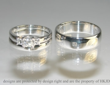 Bespoke pair of 18ct white gold wedding rings