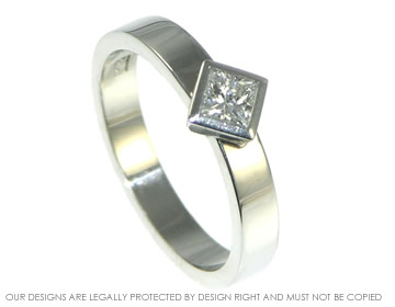 Platinum solitaire engagement ring with a 0.25ct princess cut diamond