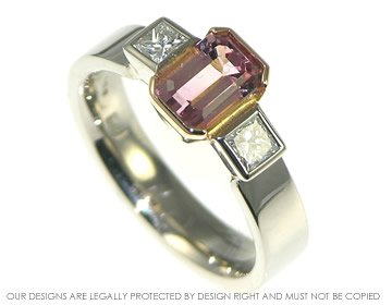 18ct white and rose gold tourmaline and diamond engagement ring