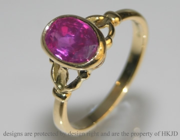 18ct yellow gold re-design of customers old ring with own 2.42ct ceylon ruby