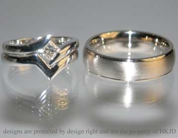 Pair of bespoke 18ct white gold wedding rings