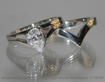 Bespoke platinum wishbone wedding ring