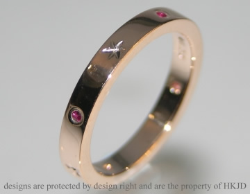 Bespoke 9ct rose gold wedding ring with 