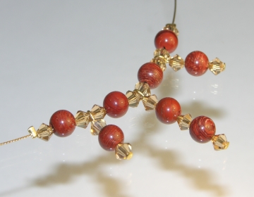 necklace with jasper spheres and colorado topaz coloured swarovski crystals