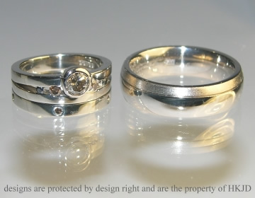 18ct white gold wedding rings.