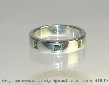 Bepoke platinum and tourmaline wedding ring