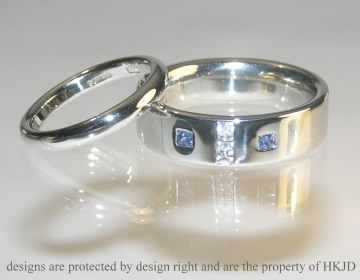 Pair of bespoke Platinum wedding rings. 