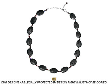 Black lava pieces and Swarovski crystal hand-knotted necklace