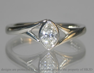 Platinum marquise cut 0.52cts diamond engagement ring. 