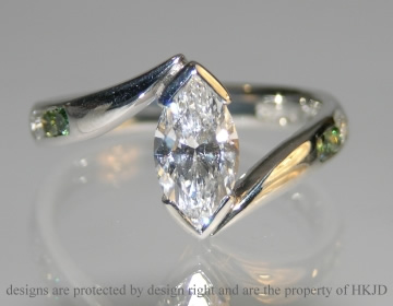 Platinum engagement ring with customers own marquise cut 1ct DIF diamond.