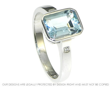 18ct white gold  2.03cts aquamarine and diamond engagement ring. 