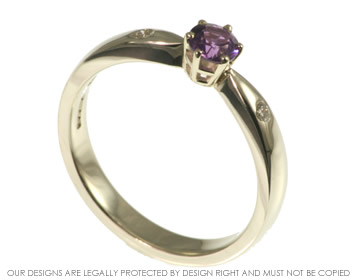 9ct white gold 0.46cts violet sapphire engagement ring. 