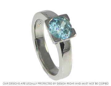 Platinum engagement ring incorporating customers own Aquamarine.