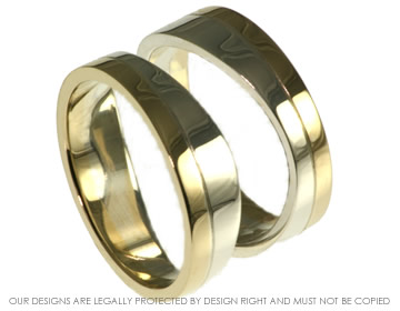 Bespoke yellow gold and silver commitment rings