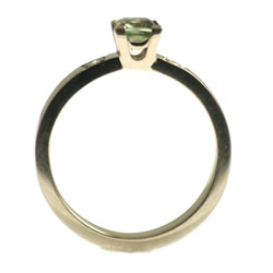 18ct white gold princess cut green sapphire and diamond ring