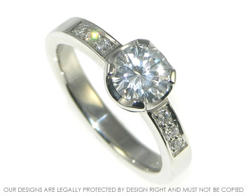 Platinum 1ct diamond engagement ring with pave shoulder diamonds