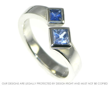 9ct white gold princess cut blue sapphire engagement ring 