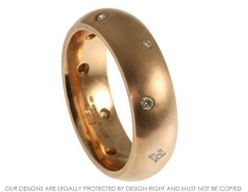 9ct rose gold satinised scatter set eternity ring