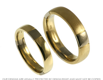 Pair of 18ct yellow and white gold wedding bands