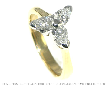 Bespoke 18ct yellow gold and platinum diamond engagement ring. 