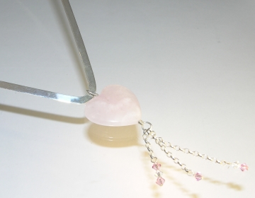 rose quartz and swarovski crystal necklace