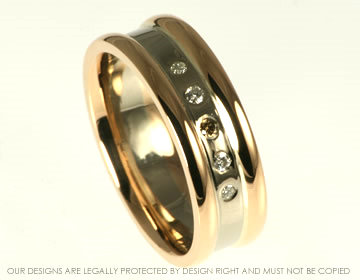 18ct white and rose gold dress ring with natural cognac and H SI diamonds.