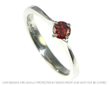 0.25cts red heat-treated diamond engagement ring