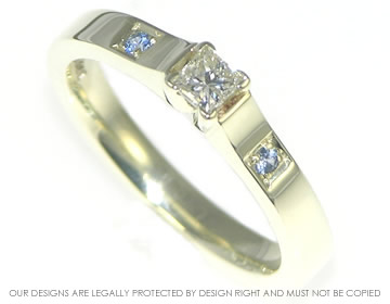 9ct white gold engagement ring with 0.20ct H SI diamond and sapphires